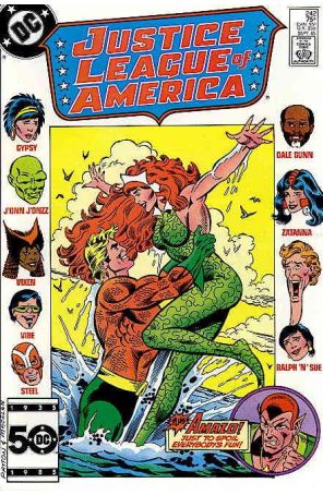 Justice League of America 242 published by DC with cover art by Chuck Patton