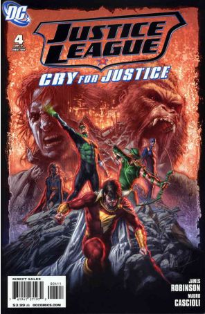 Justice League: Cry for Justice 4 published by DC with cover art by Mauro Cascioli