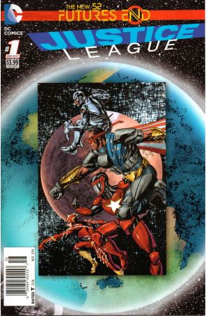 Justice League: Futures End 1 (Newsstand) published by DC with cover art by Mike McKone