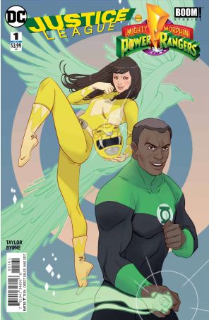 Justice League/Power Rangers 1F published by DC with cover art by Marguerite Sauvage