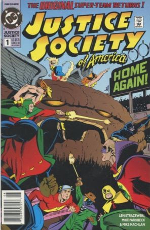 Justice Society of America 1 (Newsstand) published by DC with cover art by Mike Parobeck