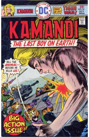 Kamandi, the Last Boy on Earth 34 published by DC with cover art by Joe Kubert