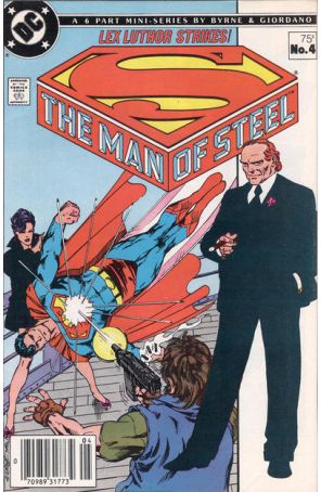 Man of Steel (Mini-Series) 4 (Newsstand) published by DC with cover art by John Byrne