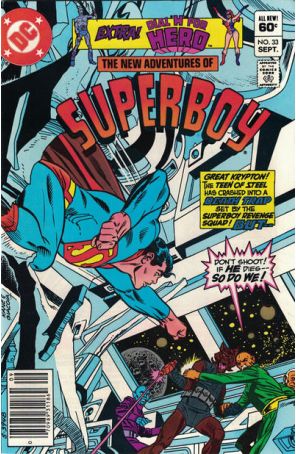 The New Adventures of Superboy 33 (Newsstand) published by DC with cover art by Gil Kane