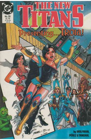The New Titans 55 published by DC with cover art by George Pérez