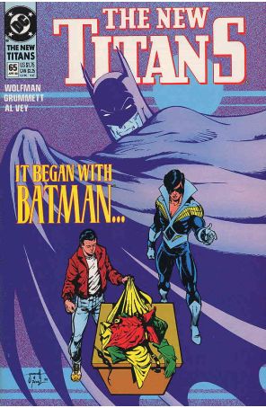 The New Titans 65 published by DC with cover art by Tom Grummett