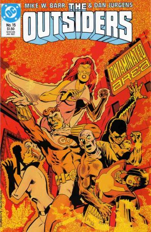 Outsiders (1st Series) 15 published by DC with cover art by Dan Jurgens