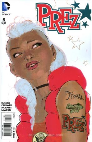 Prez (2nd Series) 5 published by DC with cover art by Ben Caldwell