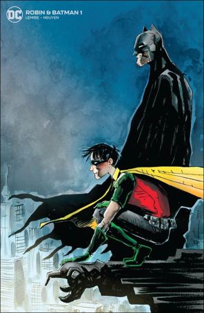 Robin And Batman 1A published by DC with cover art by Jeff Lemire