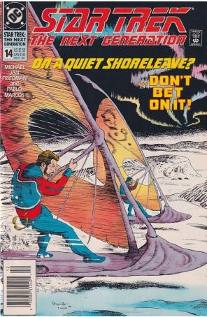 Star Trek: The Next Generation 14 (Newsstand) published by DC with cover art by Jerome Moore