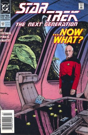 Star Trek: The Next Generation 17 (Newsstand) published by DC with cover art by Jerome Moore