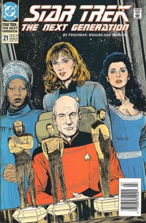 Star Trek: The Next Generation 21 (Newsstand) published by DC with cover art by Jerome Moore