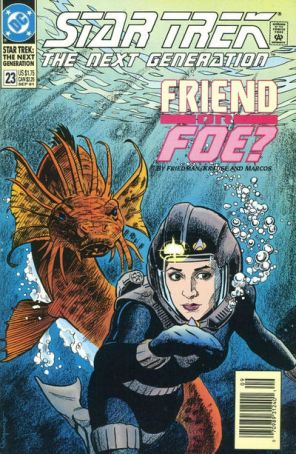 Star Trek: The Next Generation 23 (Newsstand) published by DC with cover art by Jerome Moore