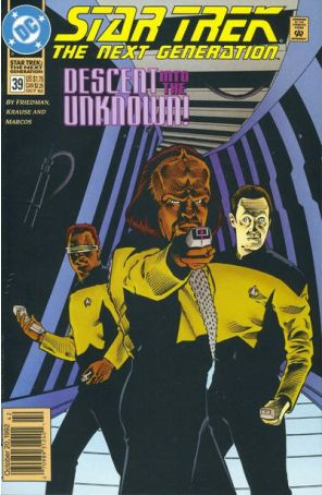 Star Trek: The Next Generation 39 (Newsstand) published by DC with cover art by Jason Palmer