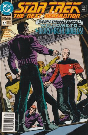 Star Trek: The Next Generation 47 (Newsstand) published by DC with cover art by Rod Whigham