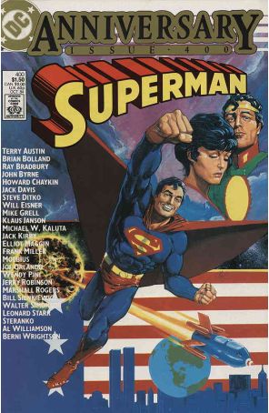 Superman (1st Series) 400 published by DC with cover art by Howard Chaykin and Frank Miller (back cover)