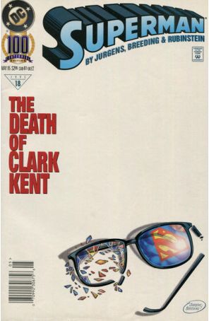 Superman (2nd Series) 100 (Newsstand) published by DC with cover art by Dan Jurgens