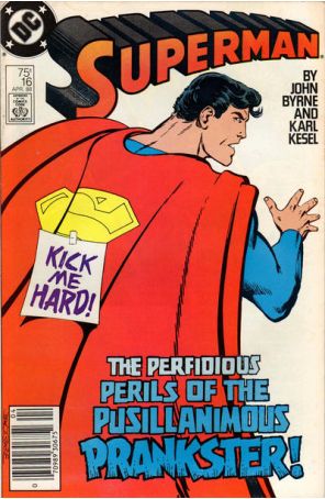 Superman (2nd Series) 16 (Newsstand) published by DC with cover art by John Byrne