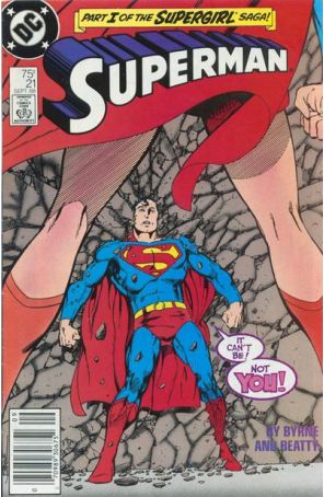 Superman (2nd Series) 21 (Newsstand) published by DC with cover art by John Byrne