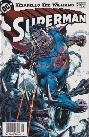 Superman (2nd Series) 214 (Newsstand) published by DC with cover art by Jim Lee
