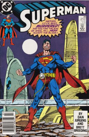 Superman (2nd Series) 29 (Newsstand) published by DC with cover art by Kerry Gammill
