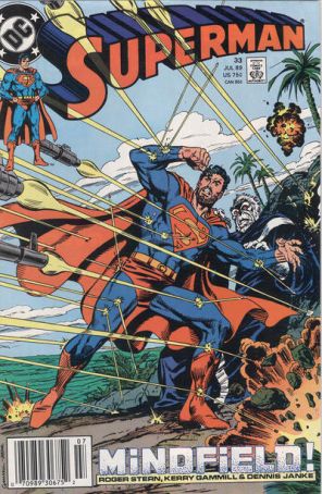 Superman (2nd Series) 33 (Newsstand) published by DC with cover art by Kerry Gammill