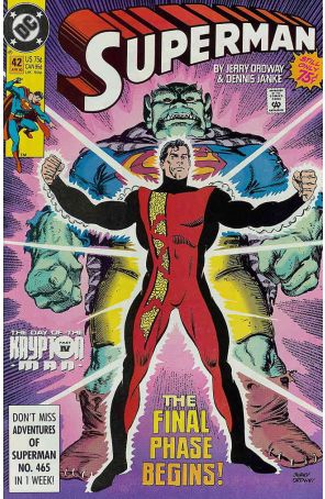 Superman (2nd Series) 42 published by DC with cover art by Jerry Ordway