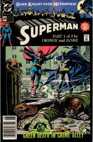 Superman (2nd Series) 44 (Newsstand) published by DC with cover art by Jerry Ordway