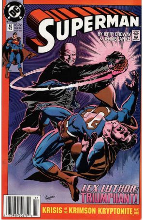 Superman (2nd Series) 49 (Newsstand) published by DC with cover art by Jerry Ordway