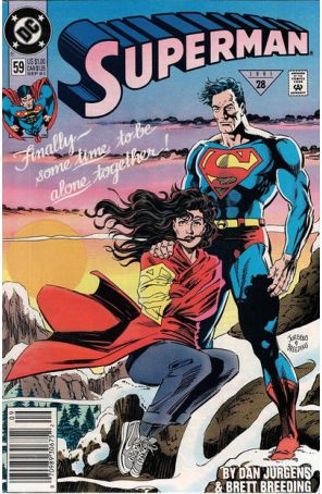Superman (2nd Series) 59 (Newsstand) published by DC with cover art by Dan Jurgens