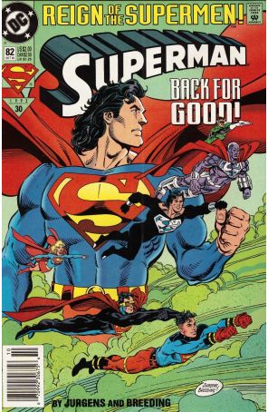 Superman (2nd Series) 82 (Newsstand) published by DC with cover art by Dan Jurgens