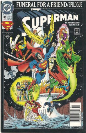 Superman (2nd Series) 83 (Newsstand) published by DC with cover art by Dan Jurgens
