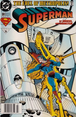 Superman (2nd Series) 91 (Newsstand) published by DC with cover art by Dan Jurgens