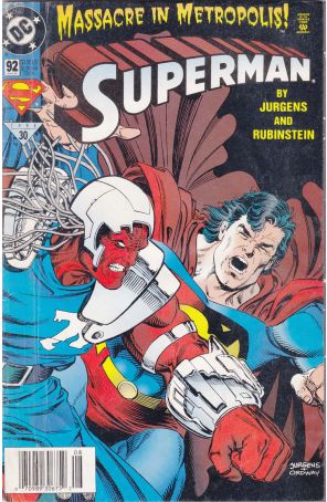 Superman (2nd Series) 92 (Newsstand) published by DC with cover art by Dan Jurgens