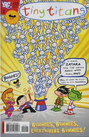 Tiny Titans 15 published by DC with cover art by Art Baltazar
