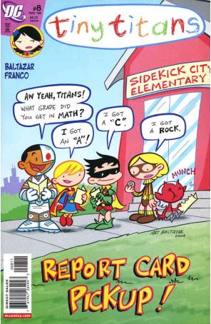 Tiny Titans 8 published by DC with cover art by Art Baltazar