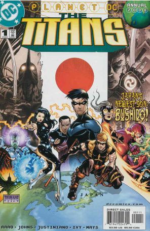 The Titans Annual 1 published by DC with cover art by Justiniano