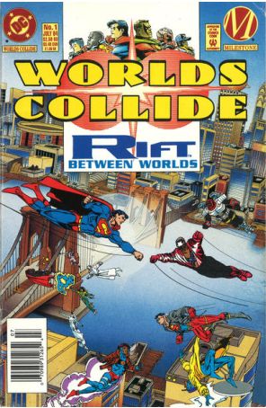 Worlds Collide 1 (Newsstand) published by DC with cover art by Mark D. Bright and Jeff Newman