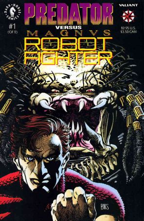 Predator vs. Magnus Robot Fighter 1 published by Dark Horse-Valiant with cover art by Barry Windsor-Smith