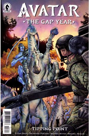Avatar: The Gap Year-Tipping Point 3 published by Dark Horse with cover art by Salvatore Porcaro