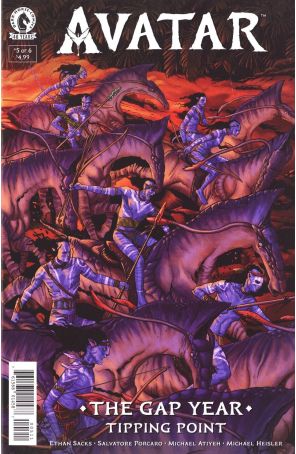 Avatar: The Gap Year-Tipping Point 5 published by Dark Horse with cover art by Salvatore Porcaro
