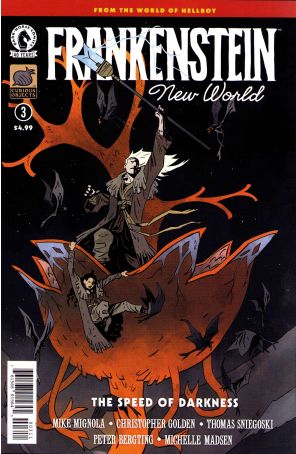 Frankenstein: New World-The Speed of Darkness 3 published by Dark Horse with cover art by Peter Bergting