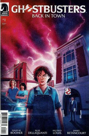 Ghostbusters: Back in Town 1A published by Dark Horse with cover art by Kyle Lambert