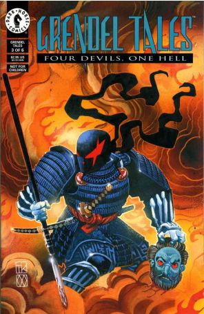 Grendel Tales: Four Devils, One Hell 3 published by Dark Horse with cover art by Teddy Kristiansen and Matt Wagner