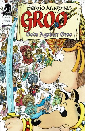 Groo: Gods Against Groo 1 published by Dark Horse with cover art by Sergio Aragones