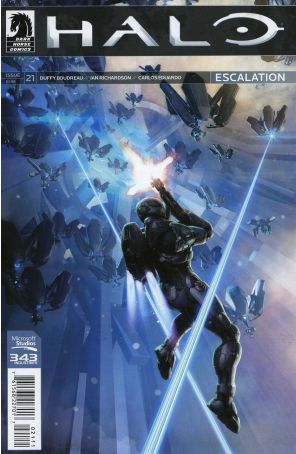 Halo: Escalation 21 published by Dark Horse with cover art by Isaac Hannaford