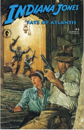 Indiana Jones and the Fate of Atlantis 3 published by Dark Horse with cover art by Dave Dorman