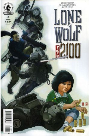 Lone Wolf 2100: Chase the Setting Sun 2 published by Dark Horse with cover art by Brian Kalin O’Connell