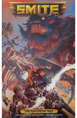 Smite: The Pantheon War TPB 1 published by Dark Horse with cover art by Eduardo Francisco
