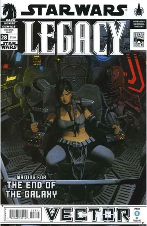 Star Wars: Legacy 28 published by Dark Horse with cover art by Travis Charest